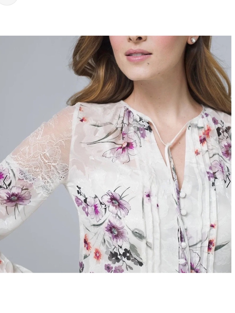 White House Black Market chiffon floral blouse,Sz.10!PRETTY - Picture 3 of 11